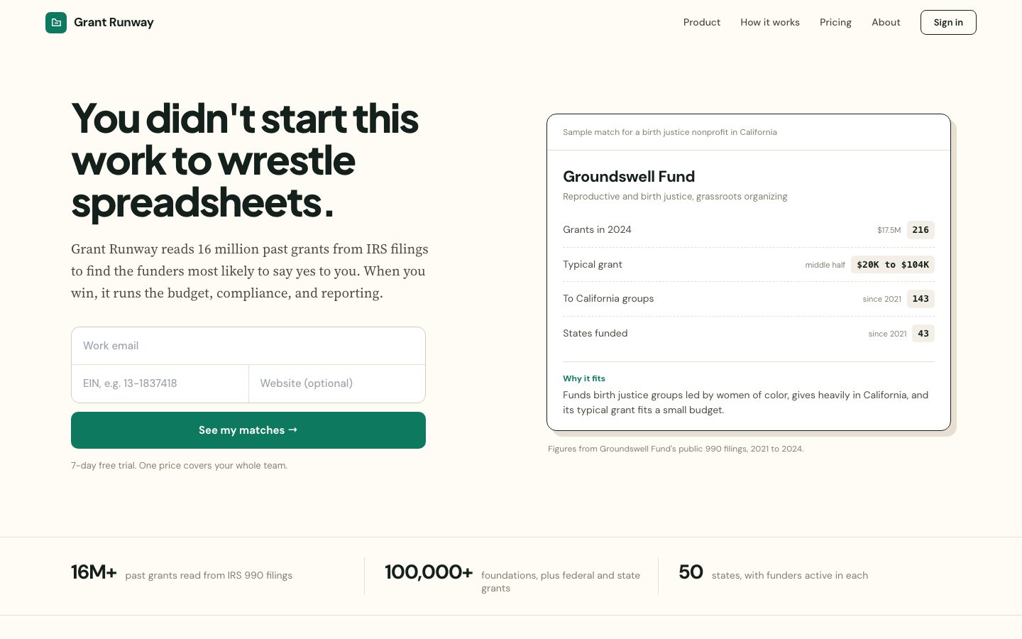 Grant Runway homepage